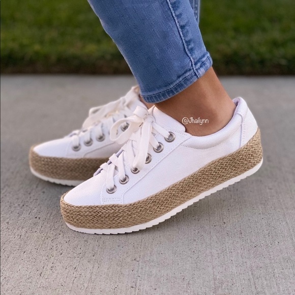 LAST SIZE 6, White canvas Espadrille sneaker - Picture 3 of 6